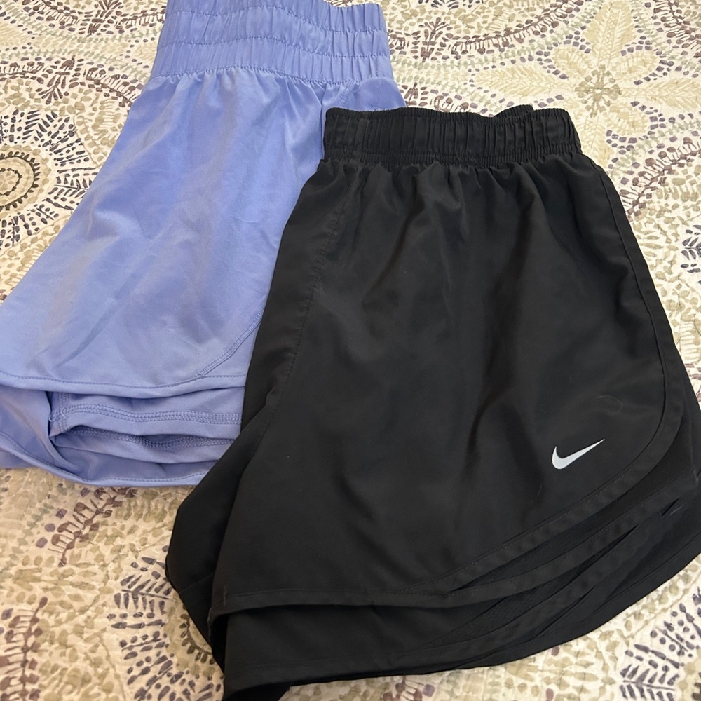 TWO PAIR- WOMEN’S SHORTS- Nike Black Sports Shorts & Lavender Avia Shorts